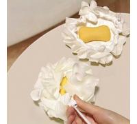 2 in 1 Palla da bagno, Asciugamano Loofah con chiusura a cordoncino, Sacchetto per saponetta a forma di fiore, Strumento di pulizia del corpo e del viso esfoliante in rete, Strumenti per la produzione