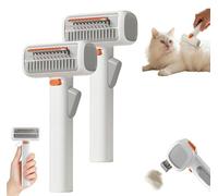2 in 1 Pet Self-Detangling & Grooming Comb - Professional Deshedding Tool,Remove Tangles One-Touch Switch, Pets Grooming Brush Detangle,for Long or Short Hair, Removes Mats, Tangles & Loose Fur
