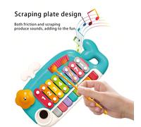 2 in 1 Pianoforte e Xilofono per Bambini da 18 Mesi+, Xilofono a forma di Balena con Pianoforte, Cimbali e Tamburo, 8 Tasti Multicolori, Strumenti Musicali per Apprendimento, Giocattolo Educativo per 