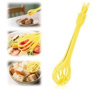 2 in 1 Pinza Alimenti e Frusta Uova, Manuale Multifunzionale Frusta Uova e Pinze Seghettate Strumento da Cucina per Afferrare Mescolare Mescolare Ideale per Pane Pasta Insalata (Giallo)