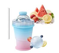 2-in-1 Portable Ice Bottle Maker and Silicone Tumbler, Collapsible Ice Maker Cup with Lid and Straw, Large Round Ice Sphere Mold for Coffee and Summer Drinks, Leakproof Travel Tumbler Ice Mold (A)