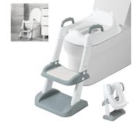 2 In 1 Riduttore Wc Bambini con Scaletta Antiscivolo, Sediglie Addestramento Toilette Neonato Pieghevole, Sedile Vasino Baby Anni 1-7 Altezza Regolabile, Accessori Bagno Portatile per WC Tipo V, U, O