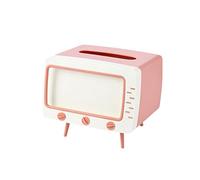 2 in 1 scatola porta fazzoletti da scrivania per telefono, carino, vintage, TV a forma di telecomando, supporto per telefono, copertura in tessuto, soggiorno, ufficio, custodia per telefono (rosa)