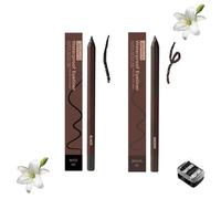 2-in-1 Smudgeproof Eyeliner/Brow Pencil - 24HR Waterproof Sharpening Duo, Crease-Free for Oily Lids, Smudge-Proof Sharpening Pencils for Defined Eyes, No-Touchup Wear (Mixed#13)