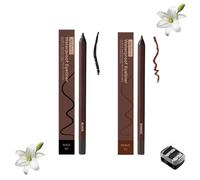 2-in-1 Smudgeproof Eyeliner/Brow Pencil - 24HR Waterproof Sharpening Duo, Crease-Free for Oily Lids, Smudge-Proof Sharpening Pencils for Defined Eyes, No-Touchup Wear (Mixed#15)