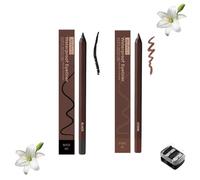 2-in-1 Smudgeproof Eyeliner/Brow Pencil - 24HR Waterproof Sharpening Duo, Crease-Free for Oily Lids, Smudge-Proof Sharpening Pencils for Defined Eyes, No-Touchup Wear (Mixed#14)