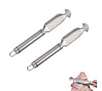 2-in-1 Stainless Steel Fish Scaler and Ginger Grater, No-Splash Fish Descaler Tool with Non-Slip Handle for Kitchen Camping Fishing (2 pcs)