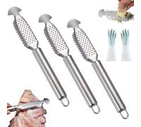 2-in-1 Stainless Steel Fish Scaler + Ginger Grater, 9 Inch Fish Scale Remover with Hanging Handle, Kitchen Fish Scales Scraping Tool for Easy Descaling, Grating & Cleaning (Style b,3pcs)