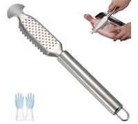 2-in-1 Stainless Steel Fish Scaler + Ginger Grater, Professional Grade Fish Scale Remover Tool, Multifunctional Fish Scale Remover and Grating Plate for Kitchen (1pcs)