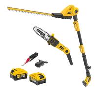 2 in 1 Tagliasiepi e Potatore Telescopico a Batteria 20V MAX con 2 Batterie da