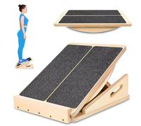 2 in 1 Tavola Propriocettiva e Slant Board, HOVCEH Regolabile Balance Board, Tavoletta Propriocettiva Caviglia in Legno per Adulti, Pedana Pilates per lo Stretching dei Polpacci