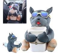 2 in 1 Tissue Box and Trash Can, Cute Plush Cartoon Car Trash Bin, Soft Doggie Tissue Holder and Trashs Can, Multifunctional Animal Paper Box for Car and Home