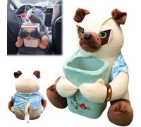 2 in 1 Tissue Box and Trash Can, Cute Plush Cartoon Car Trash Bin, Soft Doggie Tissue Holder and Trashs Can, Multifunctional Animal Paper Box for Car and Home