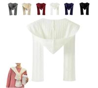 2-in-1 Unisex Hooded Scarf,Knitted Hooded Long Scarf Large Head Wrap Scarves,Lightweight Warm Shawl for Cold Weather Outdoor (White)