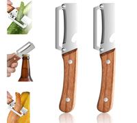 2 in 1 Vegetable Peeler with Bottle Opener, Ergonomic Non-Slip Wooden Handle Veggie Peeler for Kitchen&Camping, Rust-Resistant Stainless Steel Blade for Thick-Skinned Potato & Pumpkin (2Pcs)