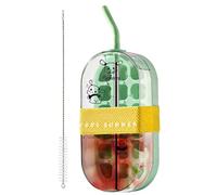 2 in 1 Water Bottle, Mold Dispenser Cup, Built In Ice Tray Press Release Cooling System, Reusable Drink Container, Straw Lid Portable Beverage Maker, Leak Resistant Flask for Gym Travel Use