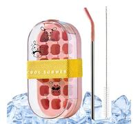 2 In 1 Water Bottle with Ice Tray, Reusable Bottle with Straw and Press to Release Ice Maker, Leakproof Large Capacity Drink Container for Home Kitchen Office Travel Outdoor Camping Hiking Picnic Gym