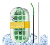 2 In 1 Water Bottle With Ice Tray - Reusable Press Release Ice Cube Bottle With Straw | Function Cold Drink Container | Portable Hydration For Home Kitchen Office Travel Outdoor Camping