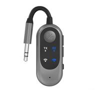 2-in-1 Wireless Adapter Trasmettitore Ricevitore Dispositivo Audio Dual Link Riduzione del Rumore per Casa Palestra Auto Volo