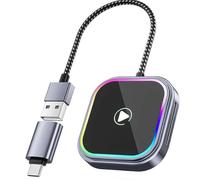 2-in-1 Wireless Carplay Adapter for &Android Audio Reactive Lighting Design Carplay Dongle Android Auto Adapter