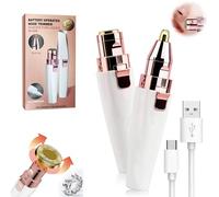 2-in-1 Women's Eyebrow and Facial Hair Removal Device, 2 In1 Rechargeable Electric Eyebrow Trimmer for Women, Rechargeable Lips Body Facial Razor, Facial Hair Trimmer Women(White)