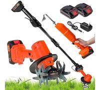 2 In 1 Zappa/Zappatrice Elettrica Senza Fili, Con Asta Telescopica, Coltivatore A 2 Batterie, Per Una Coltivazione Del Terreno Senza Sforzo Nelle Aiuole, Zappa Per Prato E Giardino
