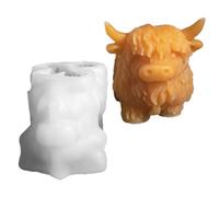 2 in silicone a forma di delle Highlands, 3D a forma di delle Highland, in resina a forma di animale, per gelatina, sapone, torte, caramelle gommose