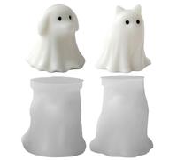 2 in silicone a forma di fantasma di Halloween, per candele 3D fantasma, in silicone per cuccioli di gattino, stampo per cera profumata, forniture artigianali carine spettrali