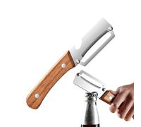 2 in1 Multifunctional Vegetable Peeler, Stainless Steel Blade Kitchen Tool with Wooden Handle and Bottle Opener for Kitchen Prep, Camping, Potato Pumpkin Papaya Peeling