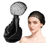 2 In1 Wrap Cap Bonnet Reversible,Double Layered Adjustable Hair Wrap Cap Nettie Band Net for Silk Press,Sleeping, Curly (1 PCS)
