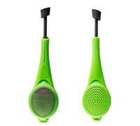 2 infusori da tè in silicone, a maglia fine, filtro per tè a foglie sciolte, con manico lungo e controllo a pressione