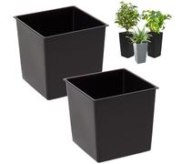 2 inserti per vasi quadrati intercambiabili, durevoli, 24,5 x 23,5 cm, nero, 12 l, per vasi Lamela 46,5 x 25 cm, facilita il controllo del contenuto di acqua nel vaso, riduce il consumo di terriccio