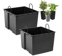 2 inserti per vasi quadrati intercambiabili, durevoli, 34 x 28 cm, nero, 28 l, per pentole Lamela 68 x 35 cm, facilita il controllo del contenuto di acqua nella pentola, riduce il consumo di terreno