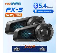 2 Intercomunicatori Bluetooth Wireless Fodsports FX-S per Moto, Auricolari da Casco, 1000M, BT5.4, Supporto APP