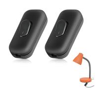 2 interruttori a levetta, interruttore a levetta per lampade, interruttore intermedio, 6 A, 250 V, per lampade da tavolo e luci elettriche, interruttore per cavi a 2 fili e 3 fili, nero