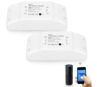 2 interruttori della luce Wlan compatibili con Alexa e Google Home, WiFi + Bluetooth doppio modulo, interruttore smart WiFi, modulo relè con protezione contro il surriscaldamento