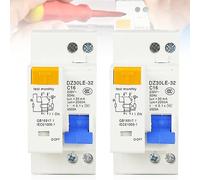 2 interruttori di protezione Fi, AC 230 V, 30 mA. Interruttore di protezione per linea, C16 1P+N, montaggio su guida DIN, protezione da sovraccarico, interruttore di corrente residua, con protezione