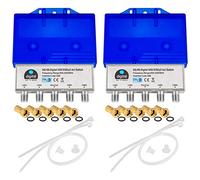 2 interruttori HQ DiseqC 4/1 con alloggiamento di protezione dalle intemperie HB-DIGITAL 4 X SAT LNB 1 X partecipante/ricevitore per Full HDTV 3D 4K UHD + 10 X connettori F placcati in oro