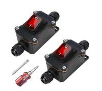 2 interruttori impermeabili in linea 12 V DC 20 A DPST a 4 poli, IP67, interruttore per cavi, interruttore on/off, interruttore a bilanciere, impermeabile per uso esterno, su ingresso e uscita (20 A)
