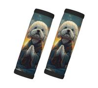 2 involucri per maniglie dei bagagli per valigie, per meditazione al tramonto Bichon Frise, coperture per maniglie dei bagagli, etichette identificative per valigie, accessori per bagagli, essenziali