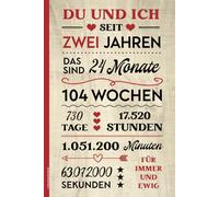 2 Jahrestag Geschenk: A5 Notizbuch liniert schöne Geschenkidee zum 2 Hochzeitstag DU UND ICH Buch für Notizen und Erinnerungen nach zwei Jahren glücklicher Beziehung Kleinigkeit zum 2. Kennlerntag