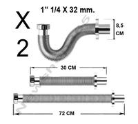 2 JOLLY FLEX SIFONE 1"1/4x32 CROMATO FLESSIBILE ESTENSIBILE SCARICO LAVABO BIDET