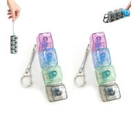 2× Keyboard Fidget Toy Light Up, Clicker Keychain with LED Lights, 4-Button Stress Relief Toys, Boost Focus and Calm Anxiety for Library Office Home (Multicolor-M)