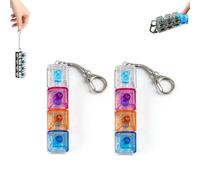 2× Keyboard Fidget Toy Light Up, Clicker Keychain with LED Lights, 4-Button Stress Relief Toys, Boost Focus and Calm Anxiety for Library Office Home (Multicolor-A)