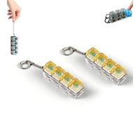 2× Keyboard Fidget Toy Light Up, Clicker Keychain with LED Lights, 4-Button Stress Relief Toys, Boost Focus and Calm Anxiety for Library Office Home (Transparent-Orange)