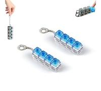 2× Keyboard Fidget Toy Light Up, Clicker Keychain with LED Lights, 4-Button Stress Relief Toys, Boost Focus and Calm Anxiety for Library Office Home (Transparent-Blue)