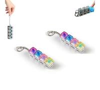 2× Keyboard Fidget Toy Light Up, Clicker Keychain with LED Lights, 4-Button Stress Relief Toys, Boost Focus and Calm Anxiety for Library Office Home (Multicolor-F)