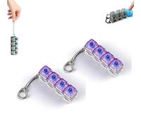 2× Keyboard Fidget Toy Light Up, Clicker Keychain with LED Lights, 4-Button Stress Relief Toys, Boost Focus and Calm Anxiety for Library Office Home (Transparent-Purple)