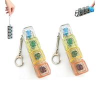 2× Keyboard Fidget Toy Light Up, Clicker Keychain with LED Lights, 4-Button Stress Relief Toys, Boost Focus and Calm Anxiety for Library Office Home (Multicolor-N)