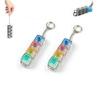 2× Keyboard Fidget Toy Light Up, Clicker Keychain with LED Lights, 4-Button Stress Relief Toys, Boost Focus and Calm Anxiety for Library Office Home (Multicolor-D)